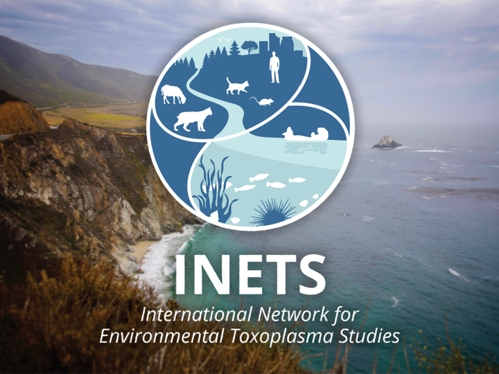 International Network for Environmental Toxoplasma Studies (INETS) logo over top of a coastal photo